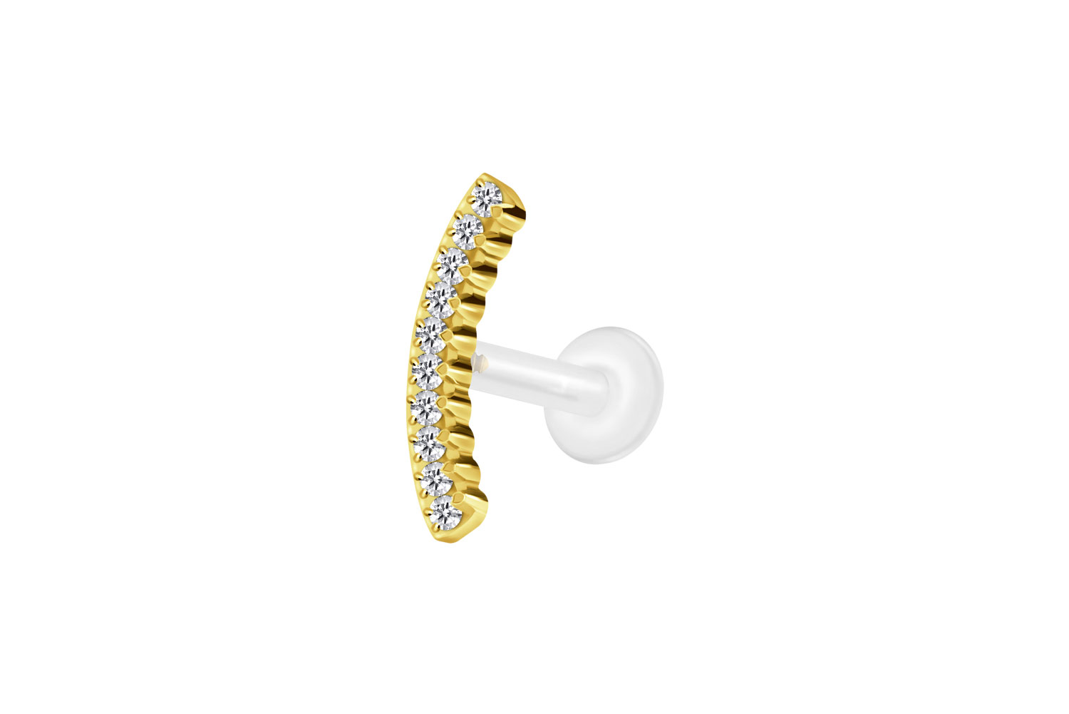 PTFE Labret Piercing mit Innengewinde + Titan-Aufsatz KRISTALLBOGEN